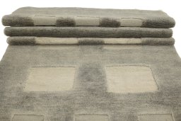 Full view of New Kilim Gabbeh rug from Iran / Persia, 281 × 103 cm in Gray tones