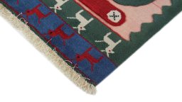 Surface texture of New Kilim Gabbeh rug with natural Wool and intricate pattern