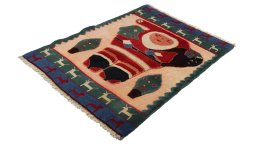 Close-up detail of New Kilim Gabbeh rug from Iran / Persia showing Wool weave
