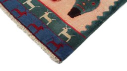 Surface texture of New Kilim Gabbeh rug with natural Wool and intricate pattern