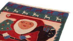 Backside of handmade New Kilim Gabbeh rug showing knot structure and weave density