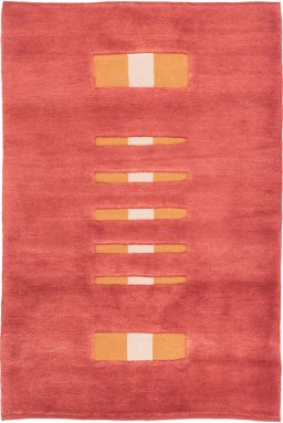 Full view of New Kilim Gabbeh rug from Iran / Persia, 183 × 122 cm in Red tones