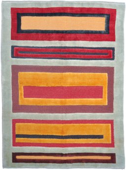 Full view of New Kilim Gabbeh rug from Iran / Persia, 231 × 170 cm in Multi Color tones