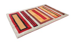 Corner detail of New Kilim Gabbeh rug showing border pattern and Wool pile