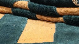 Close-up detail of New Kilim Gabbeh rug from Iran / Persia showing Wool weave