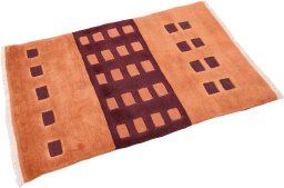 Close-up detail of 1980s Kilim Gabbeh rug from Iran / Persia showing Wool weave