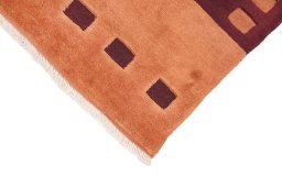 Backside of handmade 1980s Kilim Gabbeh rug showing knot structure and weave density