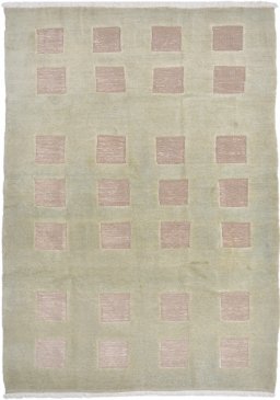 Full view of New Kilim Gabbeh rug from Iran / Persia, 262 × 191 cm in Green tones