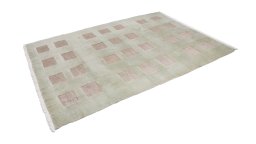 Corner detail of New Kilim Gabbeh rug showing border pattern and Wool pile
