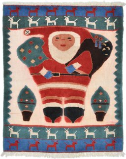 Full view of New Kilim Gabbeh rug from Iran / Persia, 114 × 91 cm in Cream tones