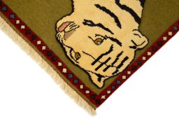 Backside of handmade New Kilim Gabbeh rug showing knot structure and weave density