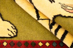 Close-up detail of New Kilim Gabbeh rug from Iran / Persia showing Wool weave