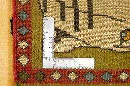Full view of New Kilim Gabbeh rug from Iran / Persia, 151 × 111 cm in Green tones