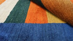Close-up detail of New Persian Gabbeh rug from Iran / Persia showing Wool weave