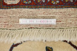 Full view of New Persian Gabbeh rug from Iran / Persia, 273 × 166 cm in Cream tones