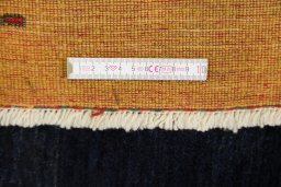 Full view of New Persian Gabbeh rug from Iran / Persia, 296 × 202 cm in Dark blue tones