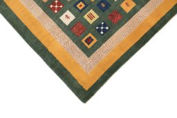 Central medallion detail of New Persian Gabbeh rug from Iran / Persia