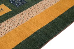 Close-up detail of New Persian Gabbeh rug from Iran / Persia showing Wool weave