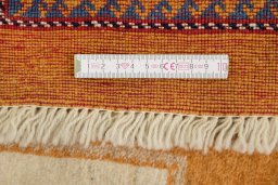 Full view of New Persian Gabbeh rug from Iran / Persia, 328 × 198 cm in Terracotta tones