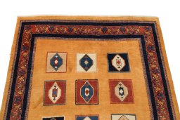 Surface texture of New Persian Gabbeh rug with natural Wool and intricate pattern