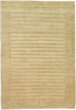 Full view of New Persian Gabbeh rug from Pakistan, 267 × 185 cm in Beige tones