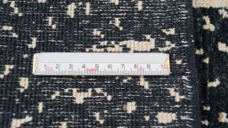 Full view of New Gabbeh Loribaft rug from Afghanistan, 198 × 157 cm in Black tones