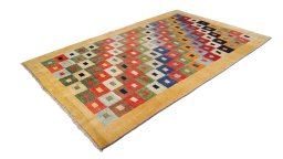 Close-up detail of New Persian Gabbeh rug from Iran / Persia showing Wool weave