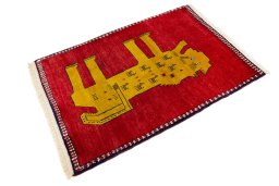 Close-up detail of New Persian Gabbeh rug from Iran / Persia showing Wool weave