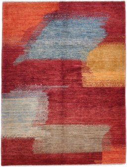 Full view of New Gabbeh Loribaft rug from Afghanistan, 203 × 155 cm in Multi Color tones