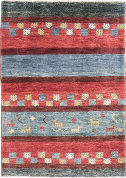 Full view of New Gabbeh Loribaft rug from Afghanistan, 175 × 122 cm in Multi Color tones