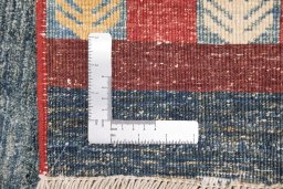 Close-up detail of New Gabbeh Loribaft rug from Afghanistan showing Wool weave