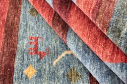 Full view of New Gabbeh Loribaft rug from Afghanistan, 175 × 122 cm in Multi Color tones