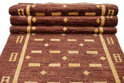 Close-up detail of New Gabbeh Loribaft rug from Afghanistan showing Wool weave