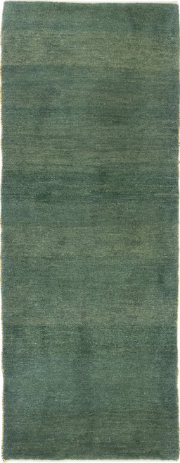Full view of New Persian Gabbeh rug from Iran / Persia, 229 × 89 cm in Green tones