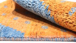 Close-up detail of New Persian Gabbeh rug from Iran / Persia showing Wool weave