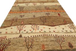 Central medallion detail of New Persian Gabbeh rug from Pakistan