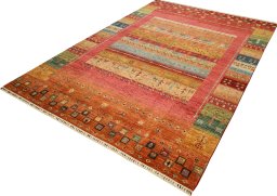 Surface texture of New Persian Gabbeh rug with natural Wool and intricate pattern