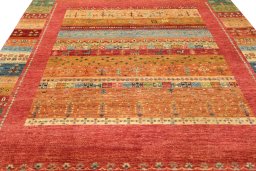 Close-up detail of New Persian Gabbeh rug from Pakistan showing Wool weave