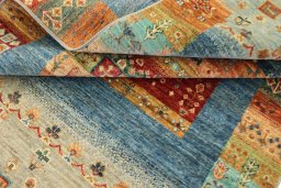 Close-up detail of New Persian Gabbeh rug from Pakistan showing Wool weave
