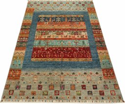 Surface texture of New Persian Gabbeh rug with natural Wool and intricate pattern