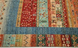 Full view of New Persian Gabbeh rug from Pakistan, 178 × 119 cm in Blue tones