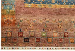 Full view of New Persian Gabbeh rug from Pakistan, 175 × 122 cm in Red tones