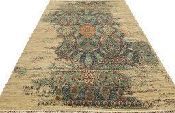 Surface texture of New Persian Gabbeh rug with natural Wool and intricate pattern