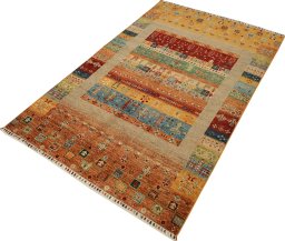 Close-up detail of New Persian Gabbeh rug from Pakistan showing Wool weave