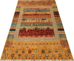 Surface texture of New Persian Gabbeh rug with natural Wool and intricate pattern