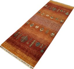 Close-up detail of New Persian Gabbeh rug from Pakistan showing Wool weave