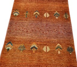 Central medallion detail of New Persian Gabbeh rug from Pakistan