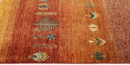 Close-up detail of New Persian Gabbeh rug from Pakistan showing Wool weave