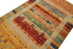Central medallion detail of New Persian Gabbeh rug from Pakistan