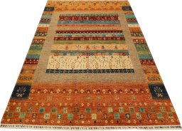 Surface texture of New Persian Gabbeh rug with natural Wool and intricate pattern